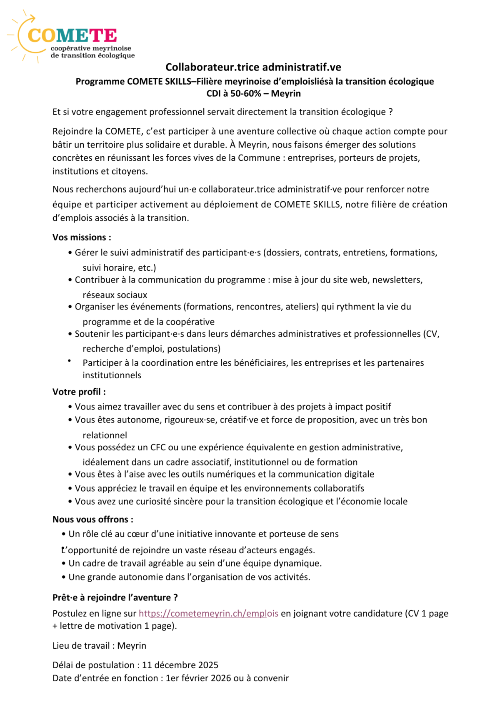 Offre emploi COMETE